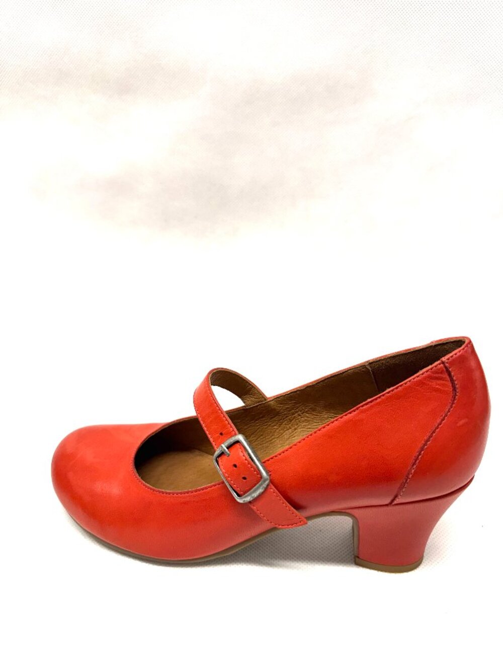 MIZ MOOZ WOMEN'S MARY JANE HEELED LEATHER PUMPS RED 37EU / 7US # T-60 - Picture 2 of 4